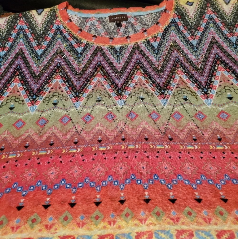 Multicolor Zig Zag Sweater Top